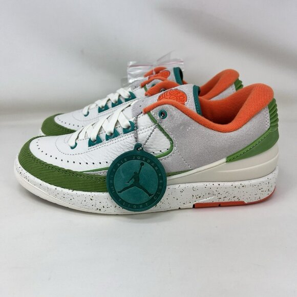 Nike Air Jordan 2 Retro Low Titan White Green Orange Women's Size 7 - Picture 2 of 10